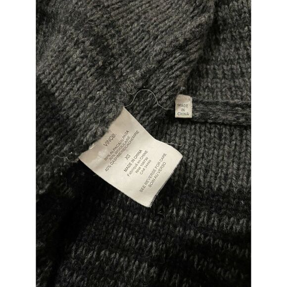 VINCE Women's Overcoat Hooded Alpaca Cashmere Wool Blend Gray Knitted Size XS‎ - Picture 8 of 8